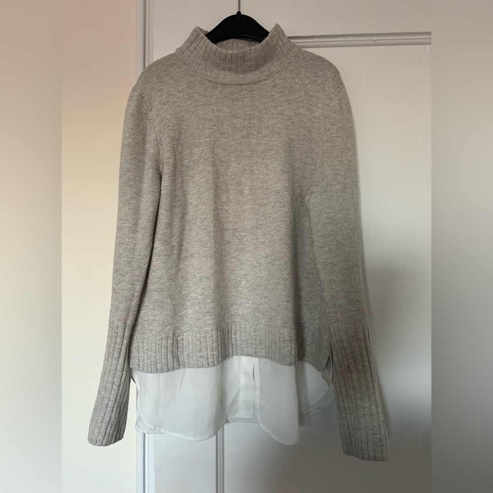 Saks Fifth Avenue grey turtle neck with sheer top attachment underneath, size XS